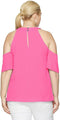 RACHEL Rachel Roy Women Plus Size Halter-Neck Cold Shoulder Pink Blouse Top 16W - evorr.com