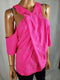RACHEL Rachel Roy Women Plus Size Halter-Neck Cold Shoulder Pink Blouse Top 16W - evorr.com