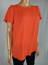 $109 CECE Women's Orange Short Sleeve Blouse Top Scoop Neck Size L - evorr.com