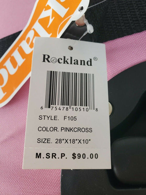 $240 New Rockland 4 Piece Luggage Set Rolling Suitcase Pink Plaids Upright