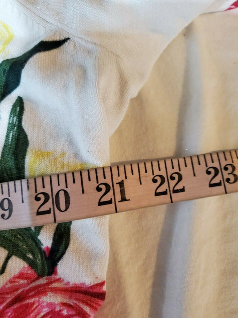 INC Women's Button-Down 3/4 Sleeves White Pink Floral Printed Cardigan Shrug 2XL - evorr.com