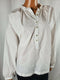 Free People Women's Long Bubble Sleeve Henley Button Tunic Blouse Top White M - evorr.com