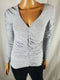 New Max Studio Women's Long Sleeve V-Neck Blouse Top Gray Ruched Stretch Size XS - evorr.com