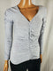 New Max Studio Women's Long Sleeve V-Neck Blouse Top Gray Ruched Stretch Size XS - evorr.com