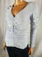 New Max Studio Women's Long Sleeve V-Neck Blouse Top Gray Ruched Stretch Size XS - evorr.com