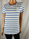 Lauren Ralph Lauren Women Short Sleeve T-Shirt Blouse Top White Blue Striped M - evorr.com