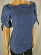 Lauren Ralph Lauren Women's Short Sleeve Blue Boat Neck Denim Blouse Top Size S - evorr.com