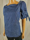 Lauren Ralph Lauren Women's Short Sleeve Blue Boat Neck Denim Blouse Top Size S - evorr.com