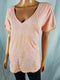 Sanctuary Women Pink Short Sleeve V-Neck T Shirt Blouse Top Size L - evorr.com