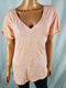 Sanctuary Women Pink Short Sleeve V-Neck T Shirt Blouse Top Size L - evorr.com