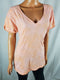 Sanctuary Women Pink Short Sleeve V-Neck T Shirt Blouse Top Size L - evorr.com