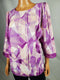 Alfani Women Scoop-Neck 3/4 Sleeve Purple Illusion Printed Lace Trim Top Plus 2X - evorr.com