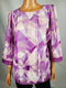 Alfani Women Scoop-Neck 3/4 Sleeve Purple Illusion Printed Lace Trim Top Plus 2X - evorr.com