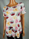 New Alfani Women Scoop-Neck White Multi Floral Blouse Top Short Sleeve Plus 0X