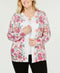 Karen Scott Women Long Sleeve Button-Front White Multi Floral Cardigan Plus 2X - evorr.com