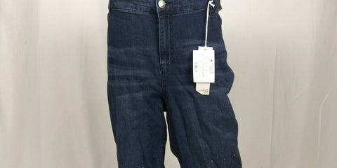 New Celebrity Pink Women's Straight Leg Capri Crop Studded Blue Denim Jeans 20