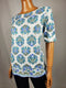 New Karen Scott Women's Short Sleeve Boat Neck Green White Paisley Blouse Top L - evorr.com