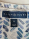 Karen Scott Women Long Sleeve Button Front Blue Brushed Chevron Cardigan Plus 1X