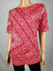 New Karen Scott Women's Boat Neck Red Cuffed Sleeve Printed Blouse Top Size L - evorr.com