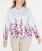 Karen Scott Women's Long Sleeve Button Front Gingham Flowers Cardigan Plus 3X - evorr.com