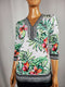 JM Collection Women 3/4 Sleeve Embellish Y Neck Floral Print Tunic Top Petite S