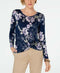 Style&Co. Women's Long Sleeve Flower Print Tie Knot Stretch Blouse Top Size 2XL - evorr.com