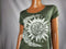 New Style&Co Women Short Sleeve Green Flared Graphic Print Blouse Top Size S
