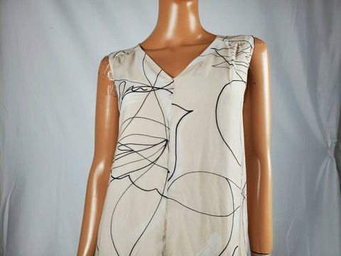$109 ALFANI Women V-Neck Overlay Beige Floral Printed Tunic A-Line Dress Plus 2X - evorr.com