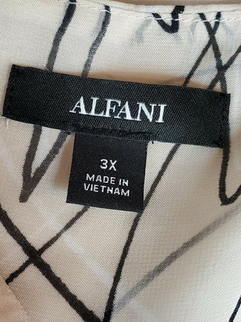 $109 ALFANI Women V-Neck Overlay Beige Floral Print Tunic A-Line Dress Plus 3X - evorr.com