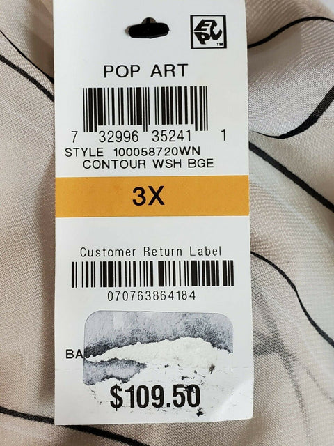 $109 ALFANI Women V-Neck Overlay Beige Floral Print Tunic A-Line Dress Plus 3X - evorr.com