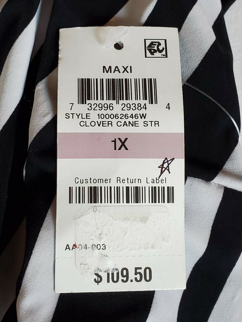 $109 INC CONCEPTS Womens Black Stripe Faux Wrap Peplum Maxi Dress Belted Plus 1X - evorr.com