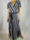$109 INC CONCEPTS Women Black Stripe Faux Wrap Peplum Maxi Dress Belt Plus 1X - evorr.com
