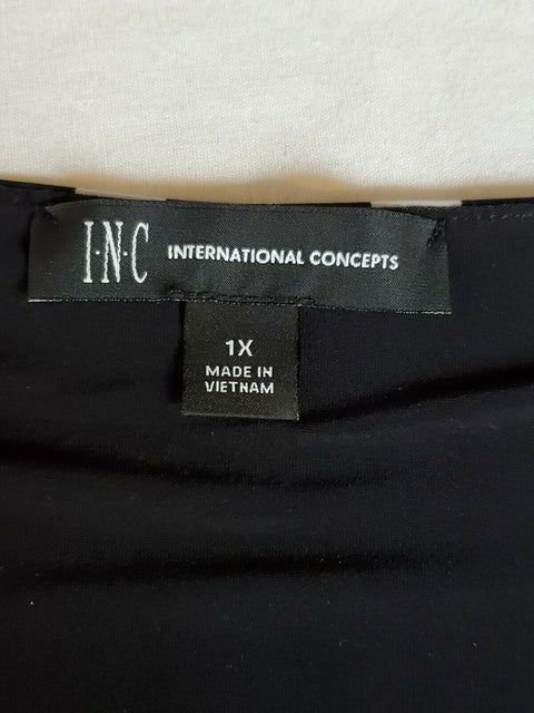 $109 INC CONCEPTS Women Black Stripe Faux Wrap Peplum Maxi Dress Belt Plus 1X - evorr.com