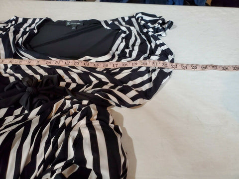 $109 INC CONCEPTS Women Black Stripe Faux Wrap Peplum Maxi Dress Belt Plus 1X - evorr.com