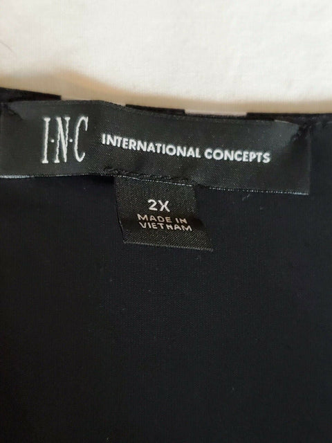 $109 INC CONCEPTS Women Black Stripe Faux Wrap Peplum Maxi Dress Belt Plus 2X - evorr.com
