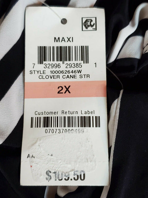 $109 INC CONCEPTS Women Black Stripe Faux Wrap Peplum Maxi Dress Belt Plus 2X - evorr.com