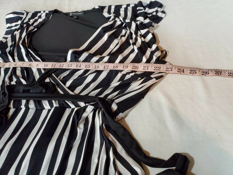 $109 INC CONCEPTS Women Black Stripe Faux Wrap Peplum Maxi Dress Belt Plus 2X - evorr.com