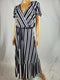 $109 INC CONCEPTS Women Black Stripe Faux Wrap Peplum Maxi Dress Belted Plus 3X - evorr.com