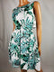 $99 NEW TAYLOR Women's Ivory Green Print Sleeveless A-line Pockets Dress Size 4