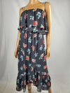 $109 New City Studio Women's Black Flower Print Off the Shoulder Maxi Dress S - evorr.com