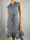 $99 Charter Club Women's Ruffle Hem Sleeveless Belted Blue Check Dress Henley 8 - evorr.com