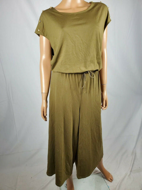 $165 Lauren Ralph Lauren Women Green Short Sleeve Stretch Jumpsuit Dress Plus 3X - evorr.com