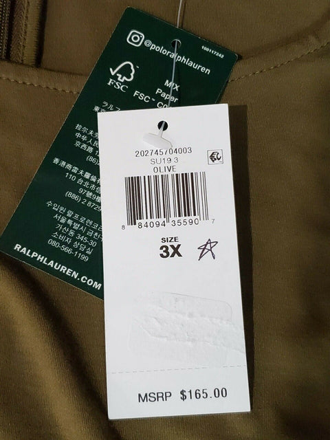 $165 Lauren Ralph Lauren Women Green Short Sleeve Stretch Jumpsuit Dress Plus 3X - evorr.com