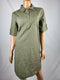 $89 Karen Scott Women's Short Sleeve Collared Tunic Shirt Dress Olive Green M