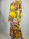 $99 New ECI Women's Long Sleeve Yellow Maxi Dress Floral Print V-Neck Size M - evorr.com