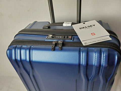 $300 New Delsey Eclipse 25" Spinner 8 Wheels Luggage Hard Case Blue Suitcase