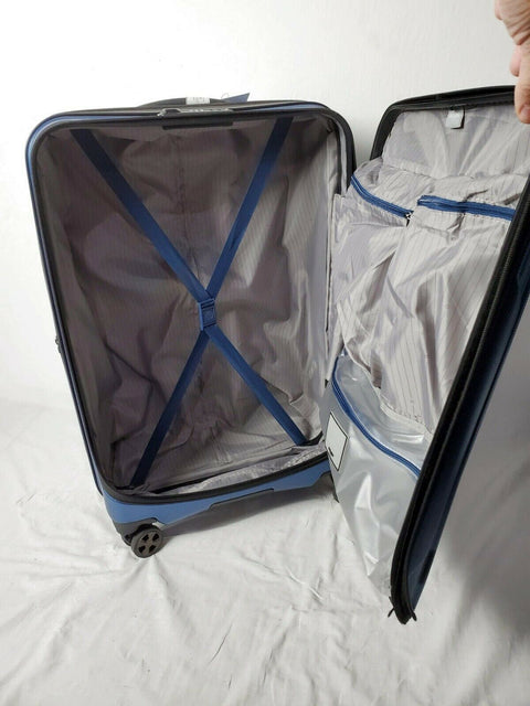 $300 New Delsey Eclipse 25" Spinner 8 Wheels Luggage Hard Case Blue Suitcase