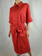 Ralph Lauren Women's Red Elbow Sleeve Button Shirt Tunic Dress Belted Plus 20W - evorr.com