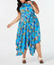 $149 NEW Calvin Klein Women Blue Print Sleeveless Tie Knot Maxi Dress Plus 14W - evorr.com
