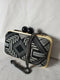 PATRICIA NASH Small Embroidered Wood Box Black Nola Shoulder Chain Clutch Purse